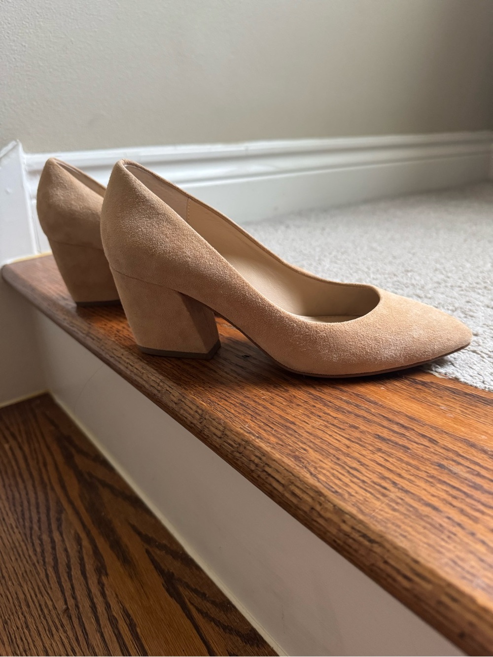 Botkier Nude Suede Mid Block Heel Pumps